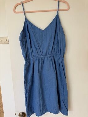 J. Crew Sky Blue Sleeveless Linen-Blend Top